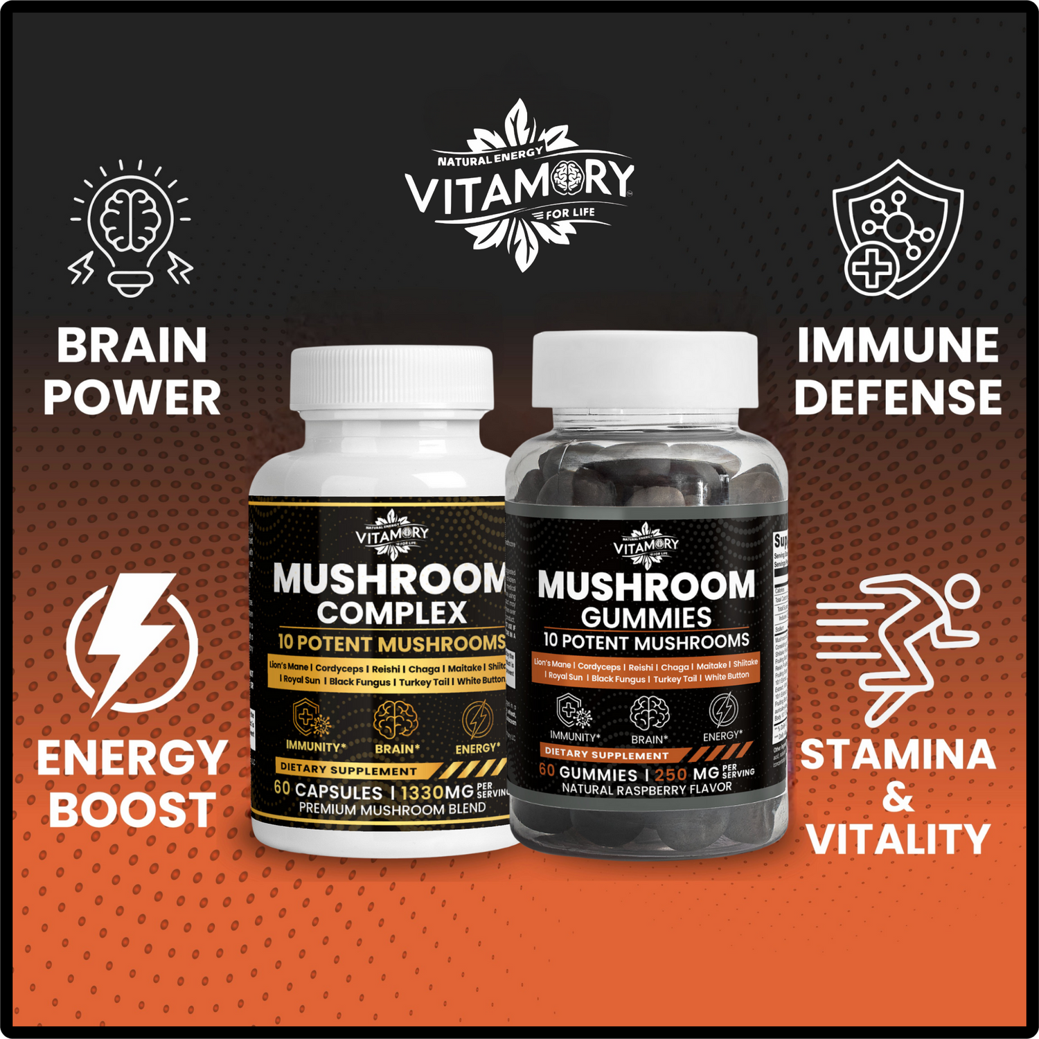 Mushroom Supplement Capsules and Gummies